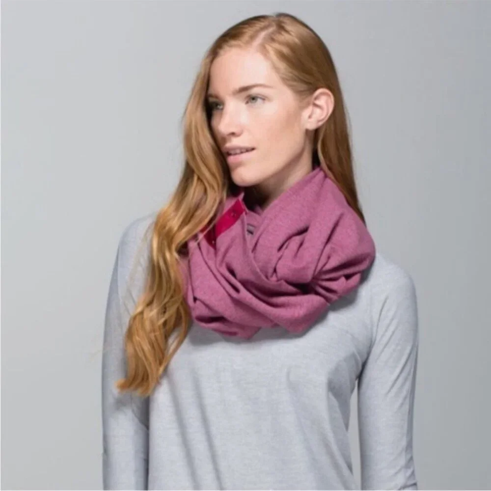 Lululemon Vinyasa Scarf Pink Snap Button Circle Scarf Athleisure OS